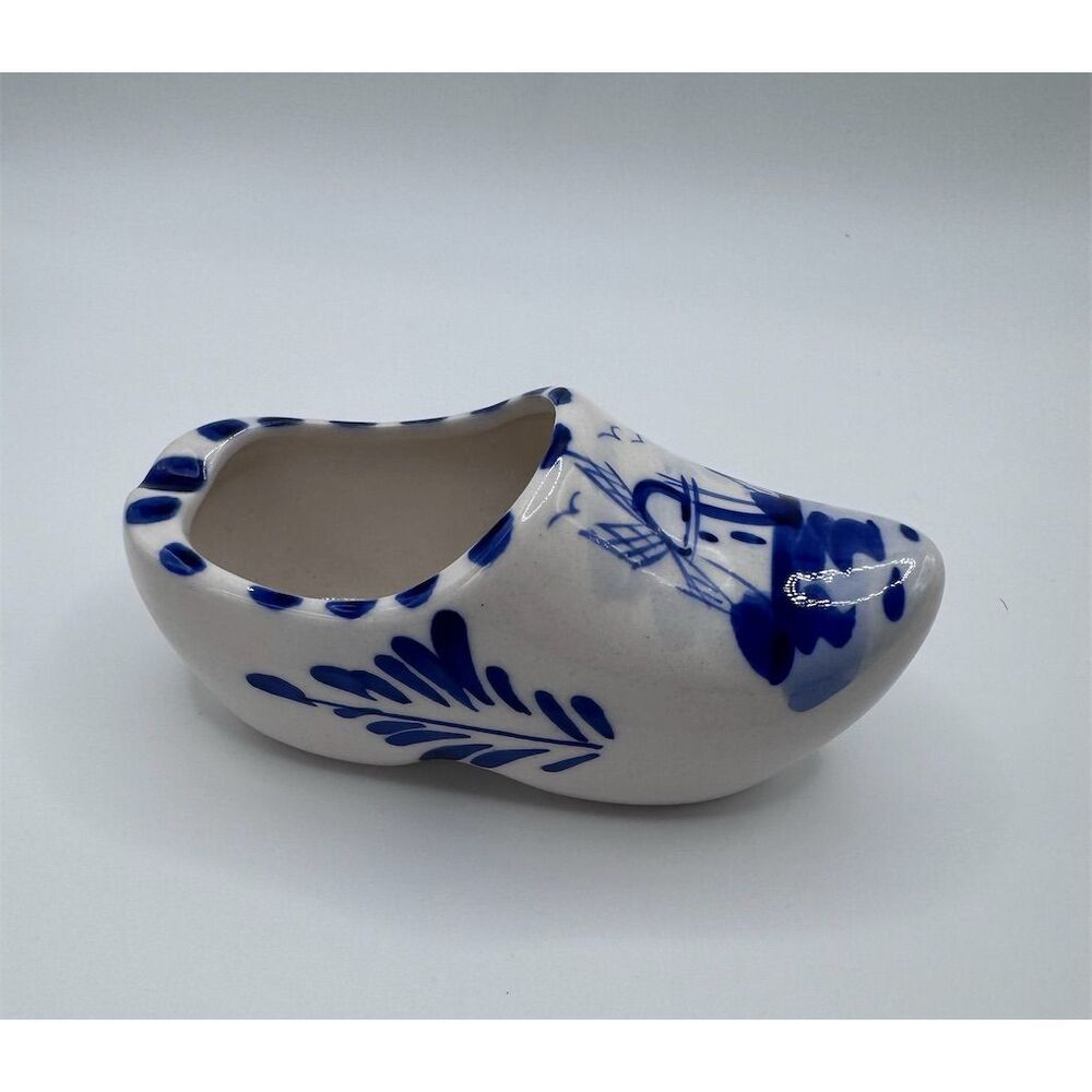 Vintage Delft Blue‎ Hand Painted Dutch Clog Shoe 4.5” Ceramic Decor Collectible